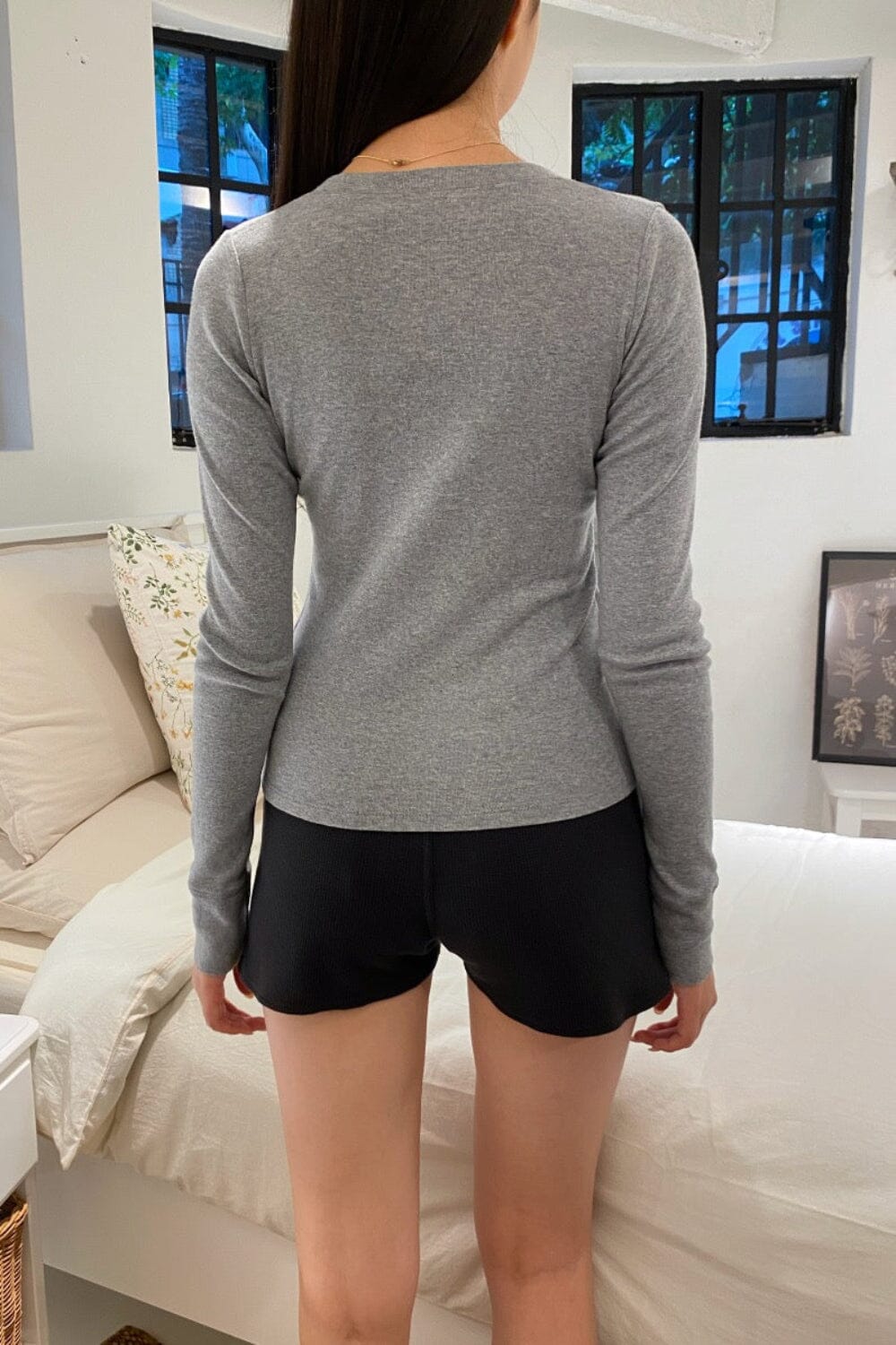 Annabelle Long Sleeve Top | Heather Grey / XS/S