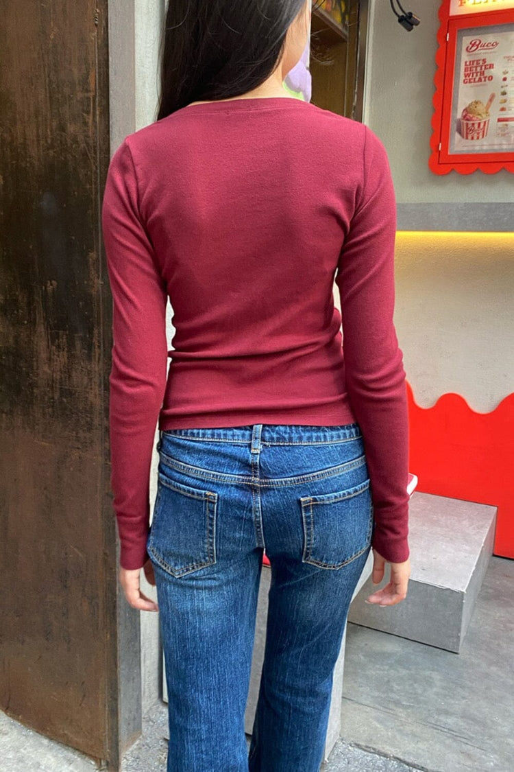 Annabelle Long Sleeve Top | Burgundy / XS/S
