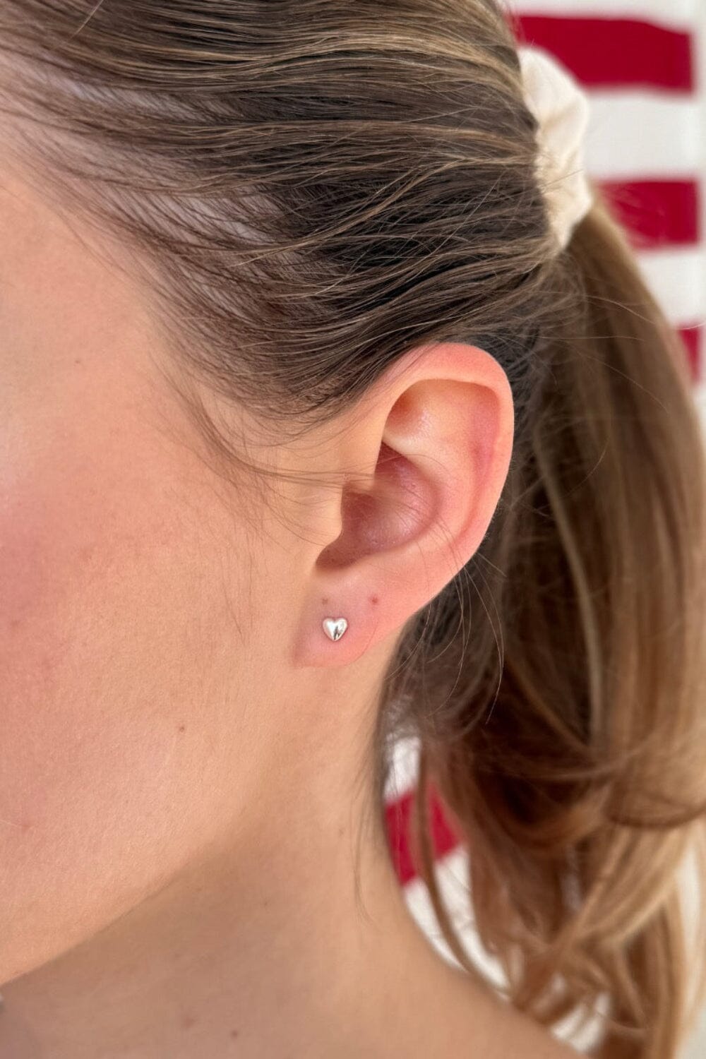 Heart Stud Earrings | Silver