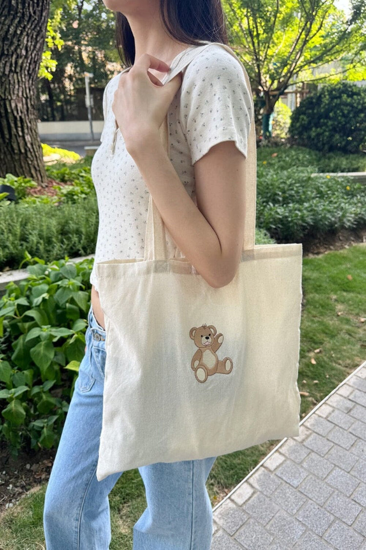 Teddy Bear Tote Bag | Ivory