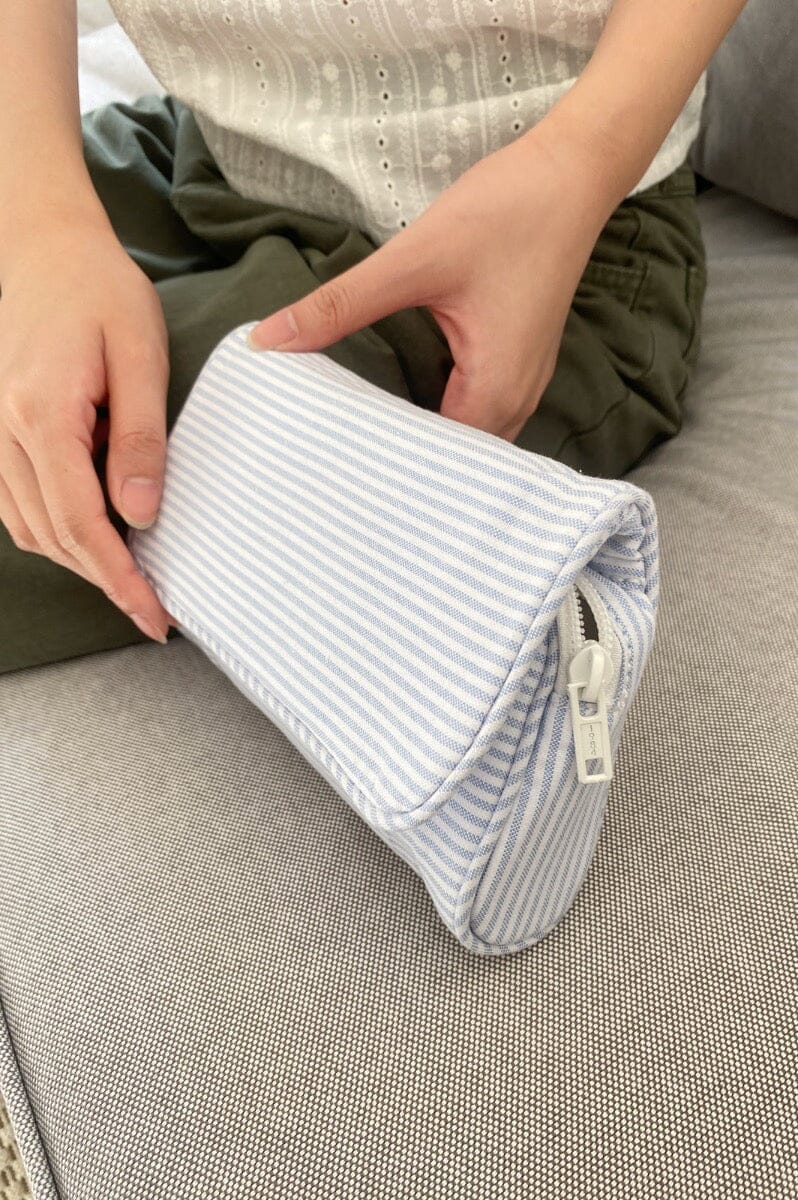 brandy melville striped leather flap backpack Stripe Makeup Bag – Brandy Melville