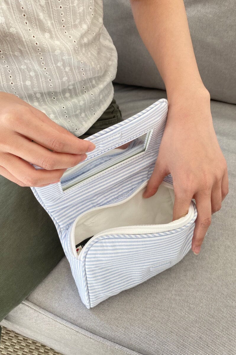 brandy melville striped leather flap backpack Stripe Makeup Bag – Brandy Melville