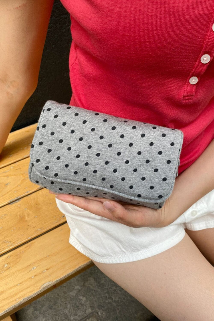 Polka Dots Makeup Bag | Heather Grey and Black Polka Dots