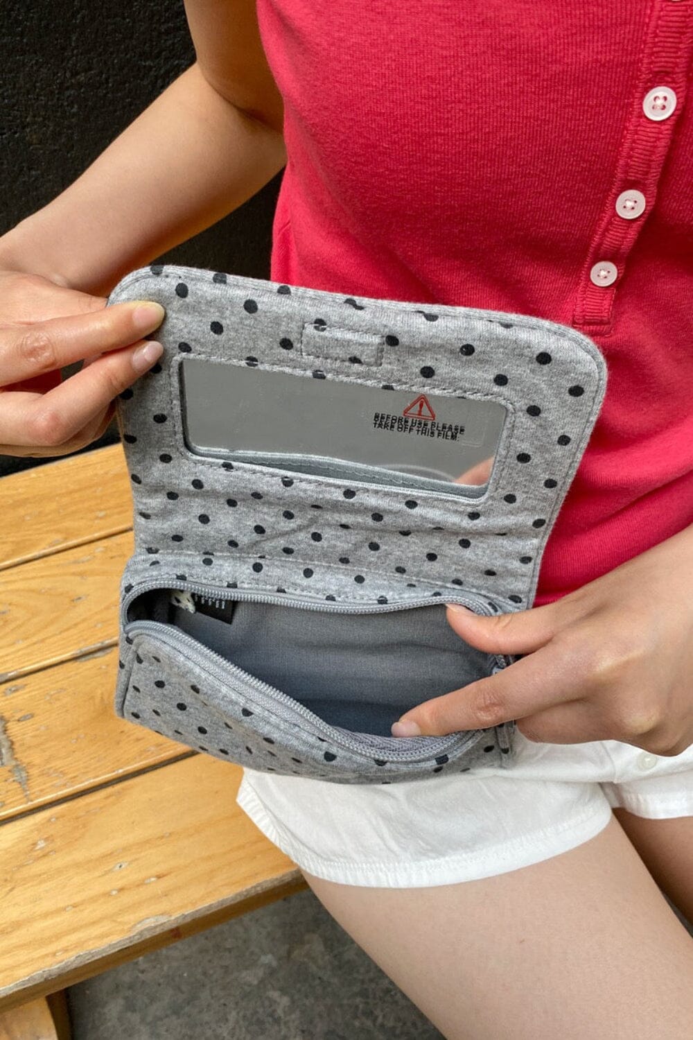 Polka Dots Makeup Bag | Heather Grey and Black Polka Dots