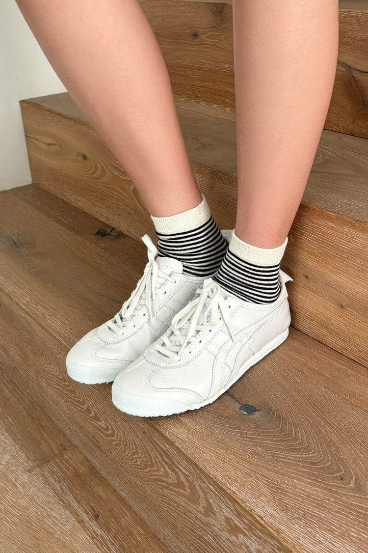 Striped Socks | Off White With Black Stripes