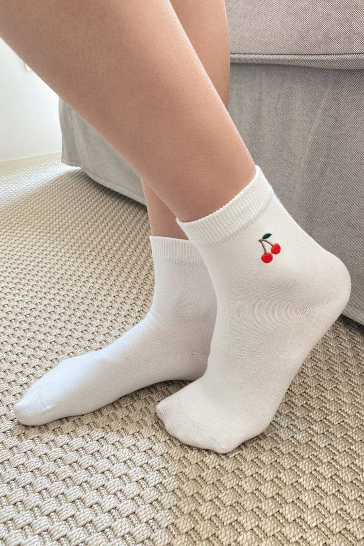 Cherry Socks | White