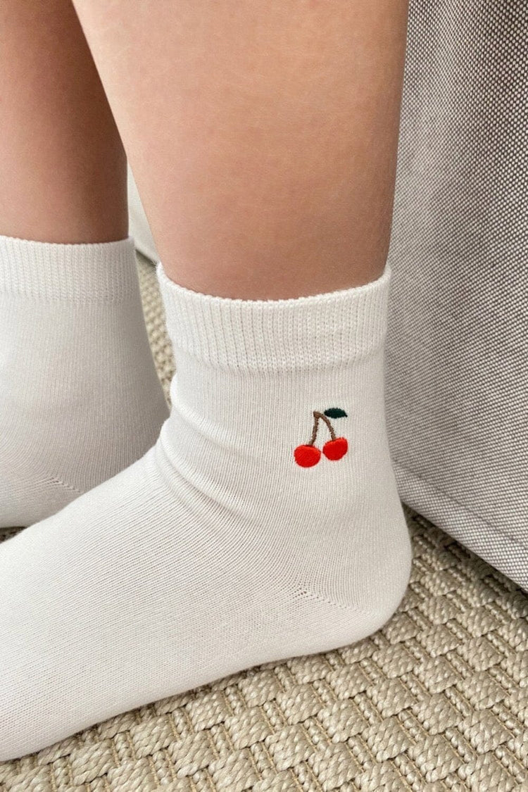 Cherry Socks | White