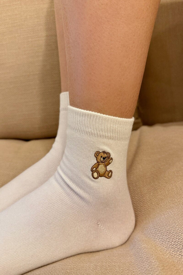 Teddy Bear Socks | White