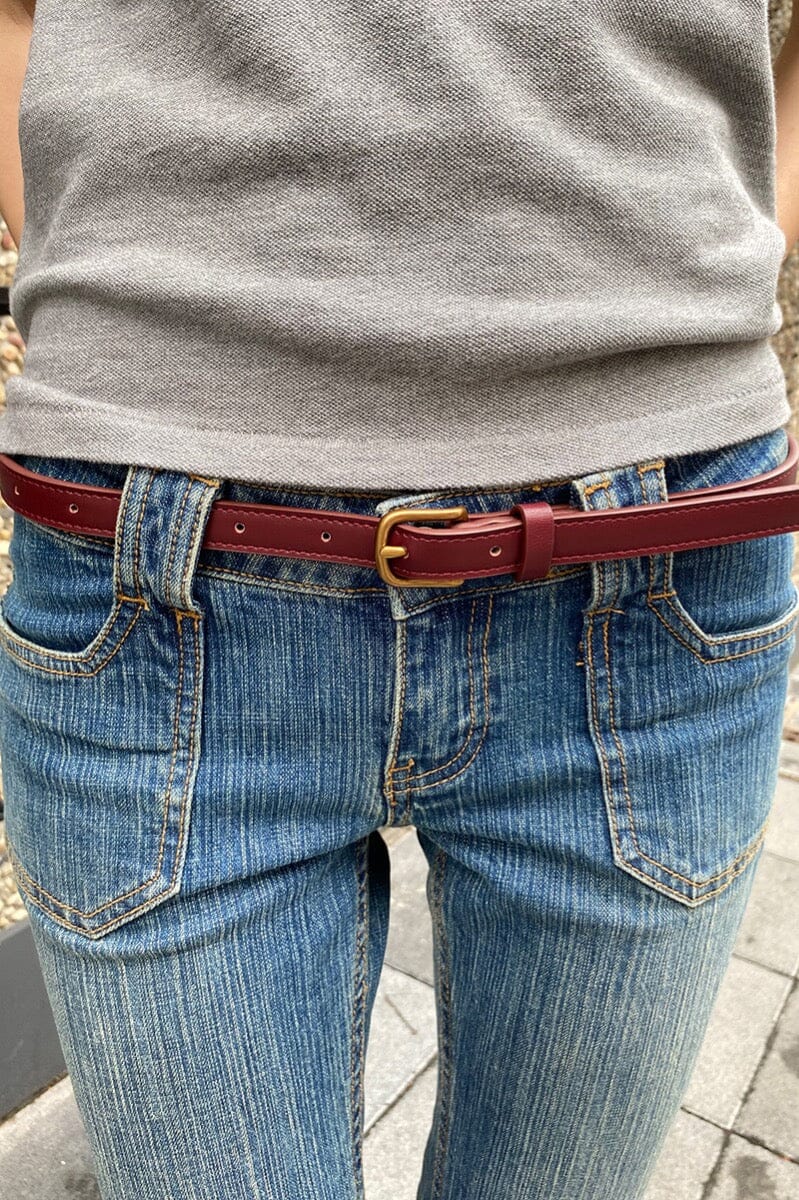 brandy melville golden buckle red mini backpack Faux Leather Buckle Belt