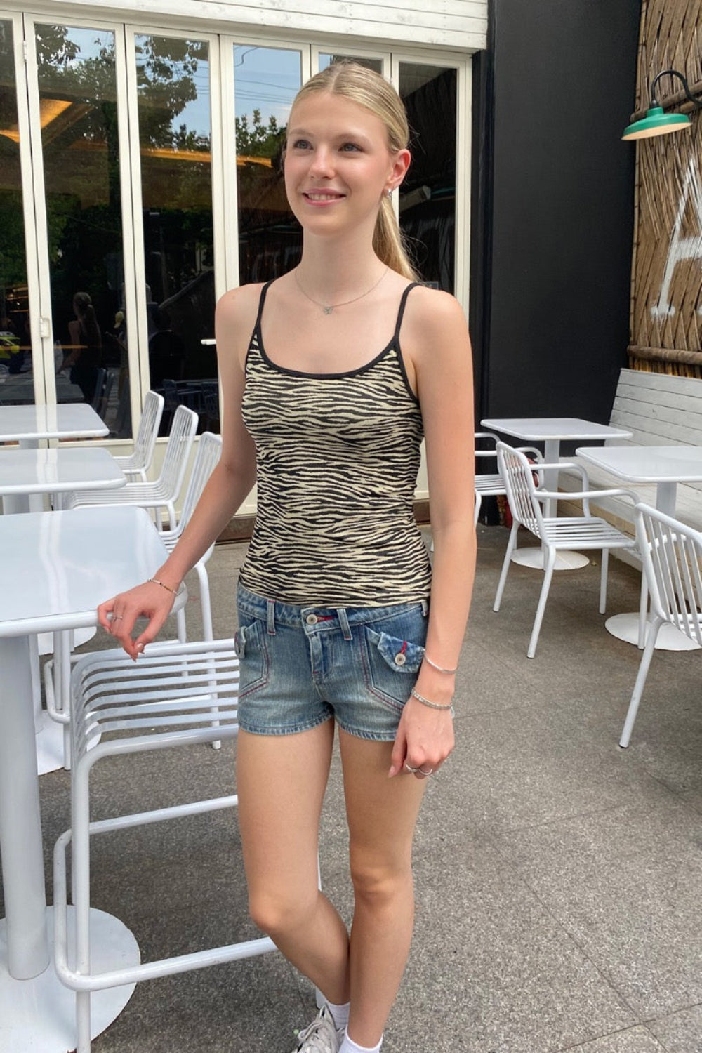 Skylar Zebra Tank | Ivory Zebra Print / XS/S