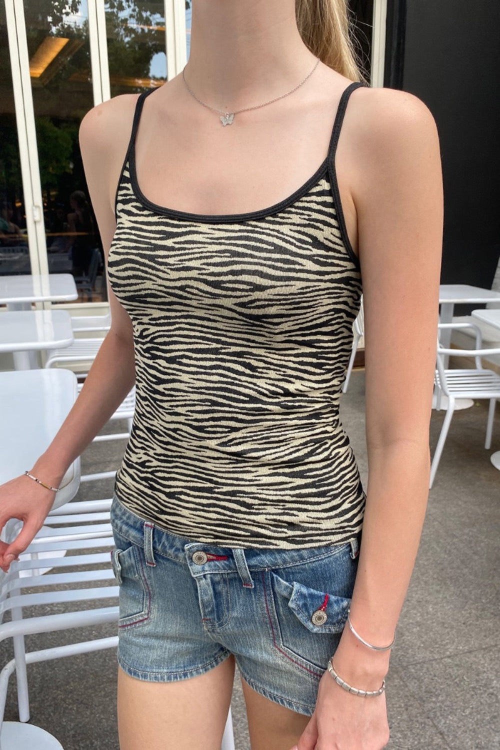 Skylar Zebra Tank | Ivory Zebra Print / XS/S