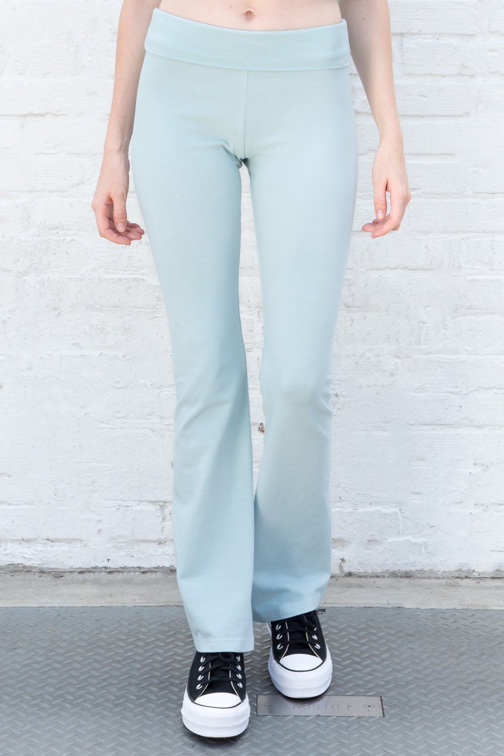 Brandy Melville Women's Priscilla Pants Yoga Pants Blue Flared