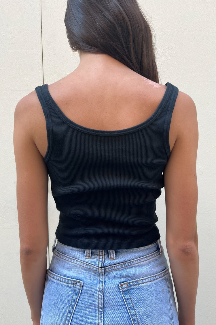 BRANDY MELVILLE Cropped Tank Cut Out Heart Back One Size Black