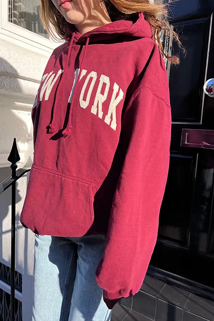 Christy New York Hoodie | burgundy / Oversized Fit