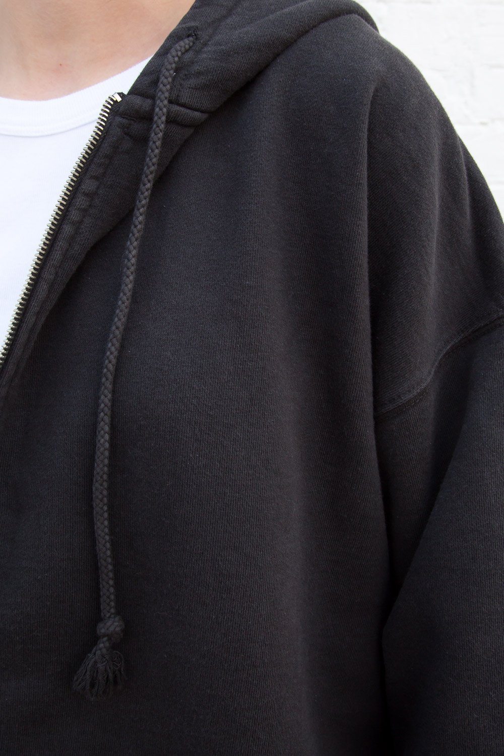 Brandy Melville Solid Black Zip Up Hoodie One Size - 50% off