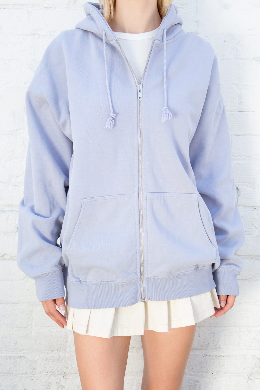 brandy melville light blue quarter zip