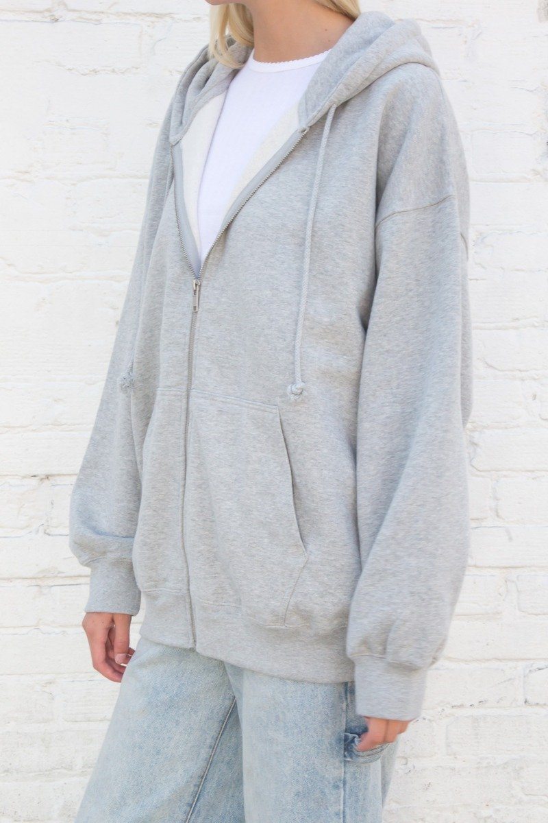 BRANDY MELVILLE, Women's Gray Full Zipper Christy Hoodie One Size in 2023