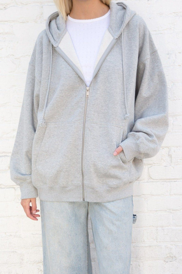 Brandy Melville Solid Gray Blue Zip Up Hoodie Size 10 - 26% off