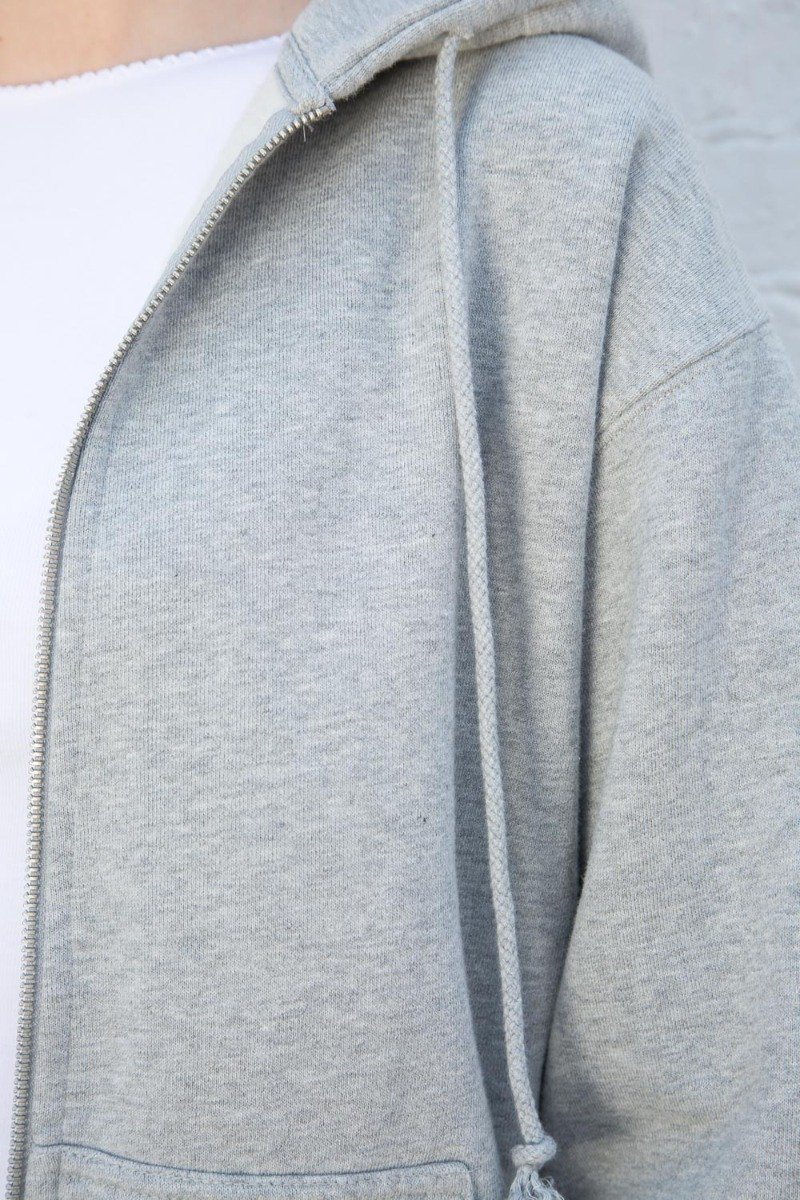 Brandy Melville Grey Christy Zip Up Hoodie Gray Size XL - $50 (16
