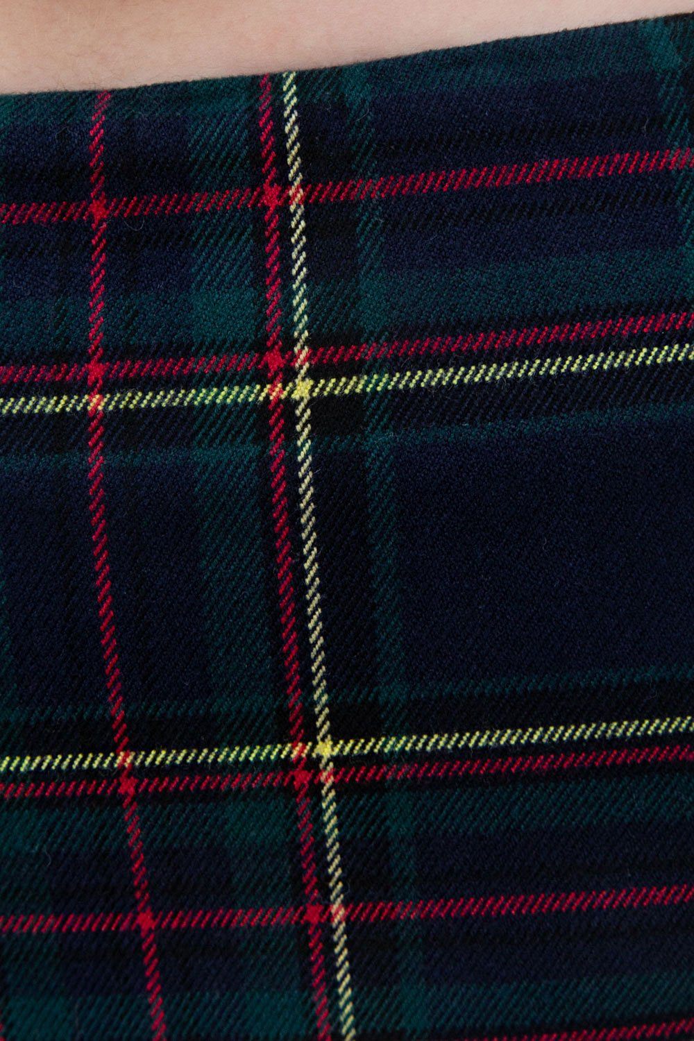 Navy Blue With Dark Green Red and Yellow Plaid / S