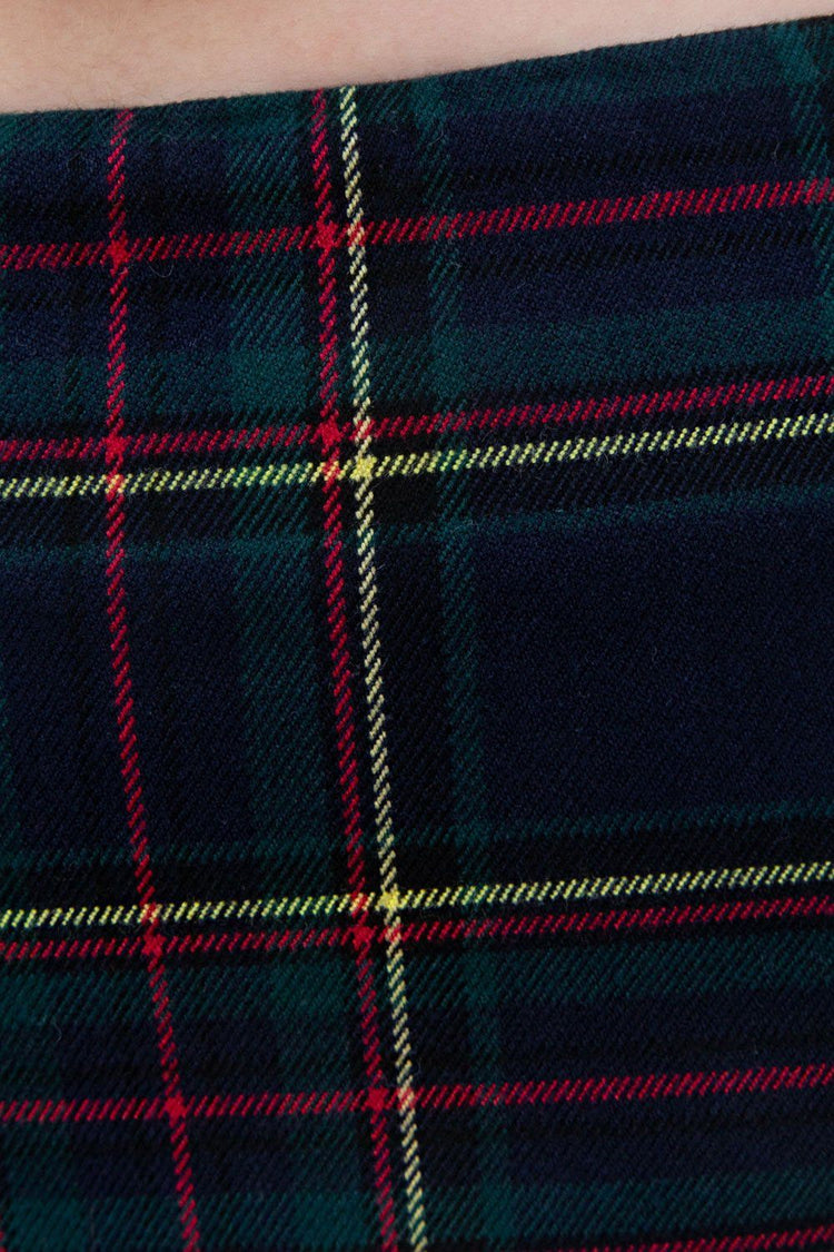 Cara Skirt | Navy Blue With Dark Green Red and Yellow Plaid / S