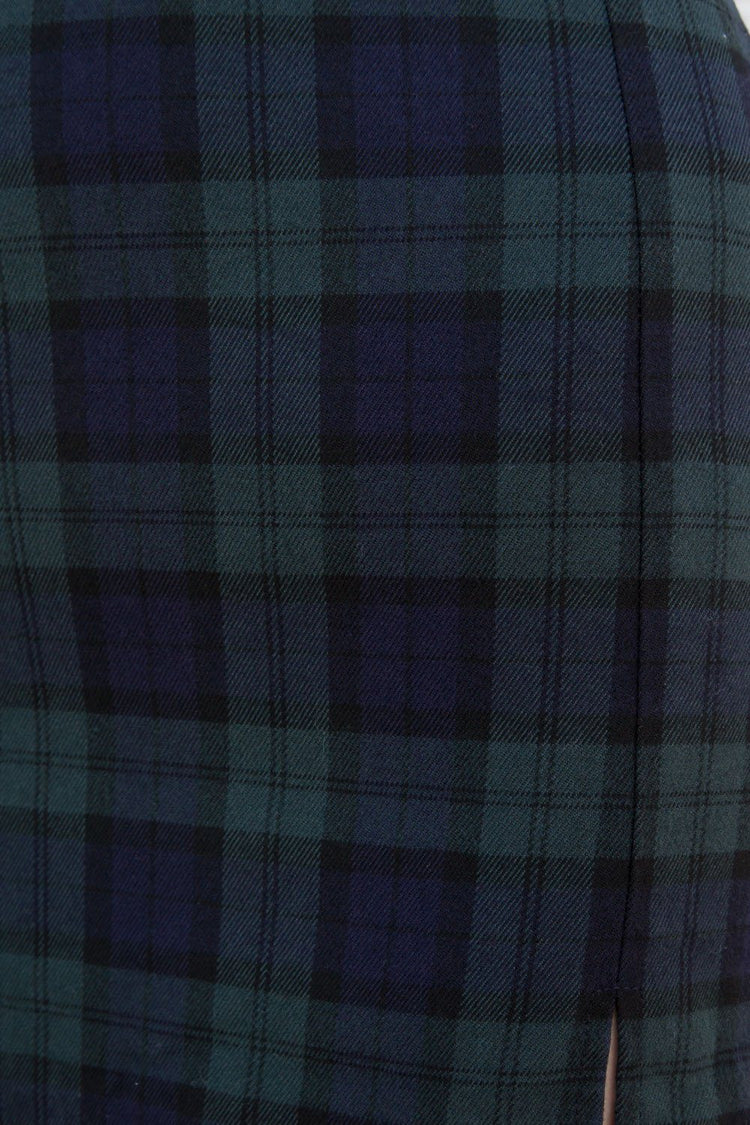 Cara Skirt | Navy Blue and Dark Green Plaid / S