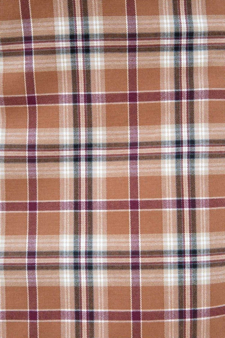 Cara Skirt | Burnt Orange with Black White and Burgundy Plaid / S