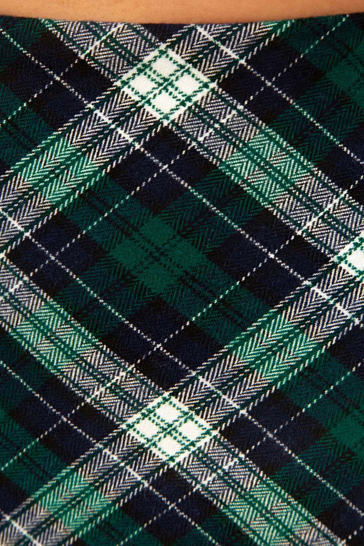 Cara Skirt | Dark Green with Navy and White Plaid / S