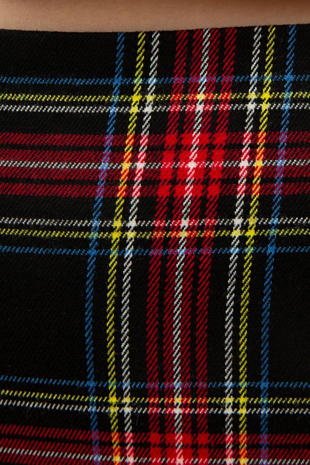 Black with Red Yellow Blue and White Plaid / S
