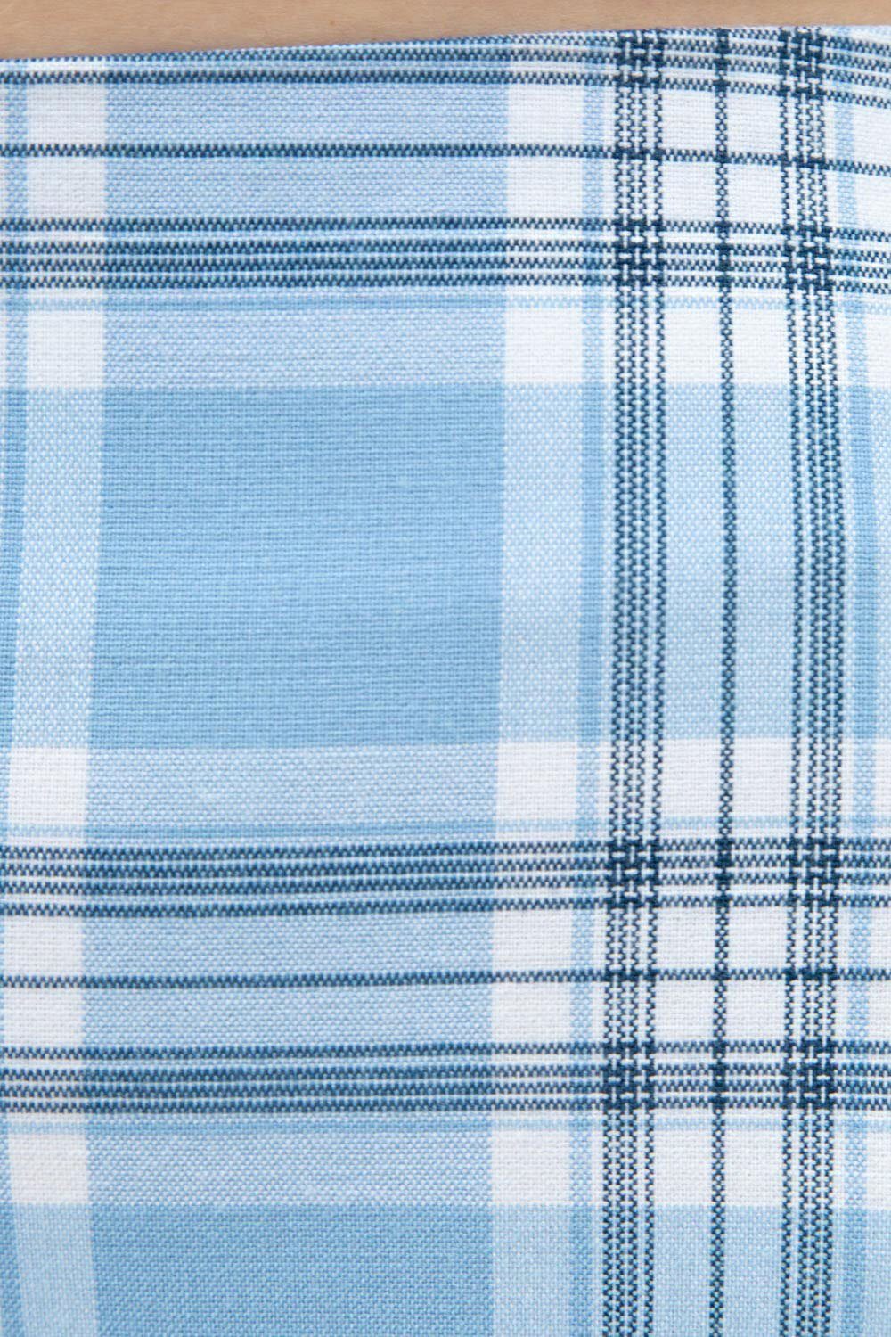 Baby Blue with White and Navy Plaid / S