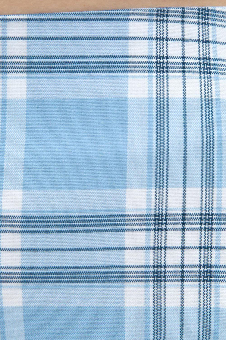 Cara Skirt | Baby Blue with White and Navy Plaid / S