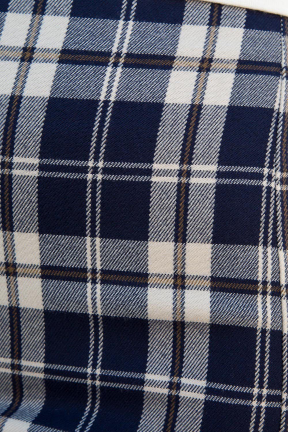 Navy Blue and Beige Plaid / S