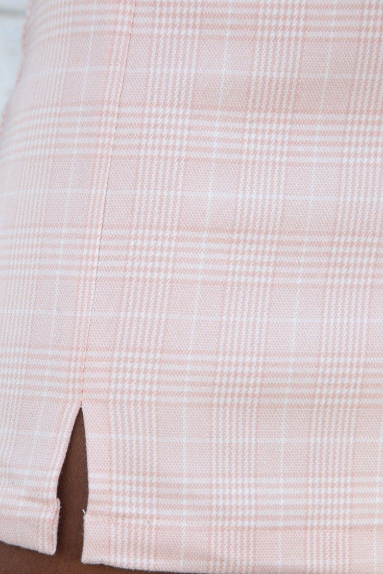 Cara Skirt | Peach and White Plaid / S