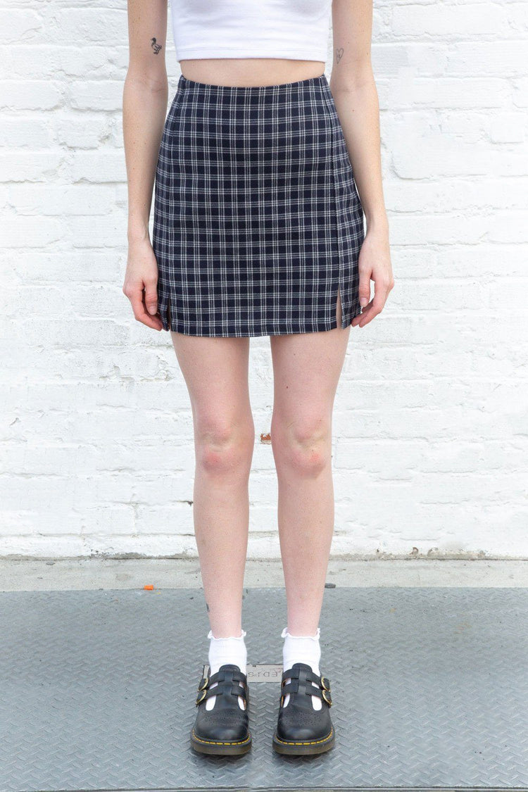 Cara Skirt | Navy Blue and White Plaid / S