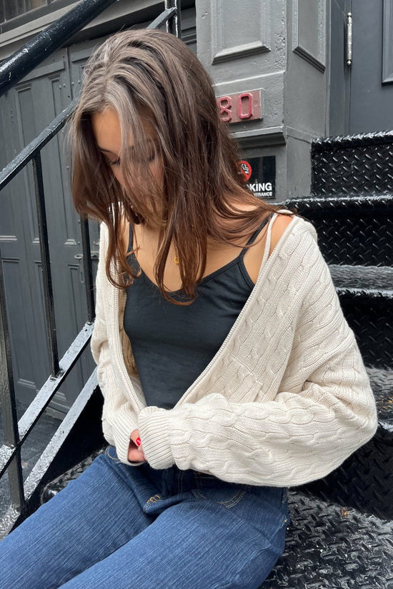 Ayla Cable Knit ZipUp Sweater Brandy Melville