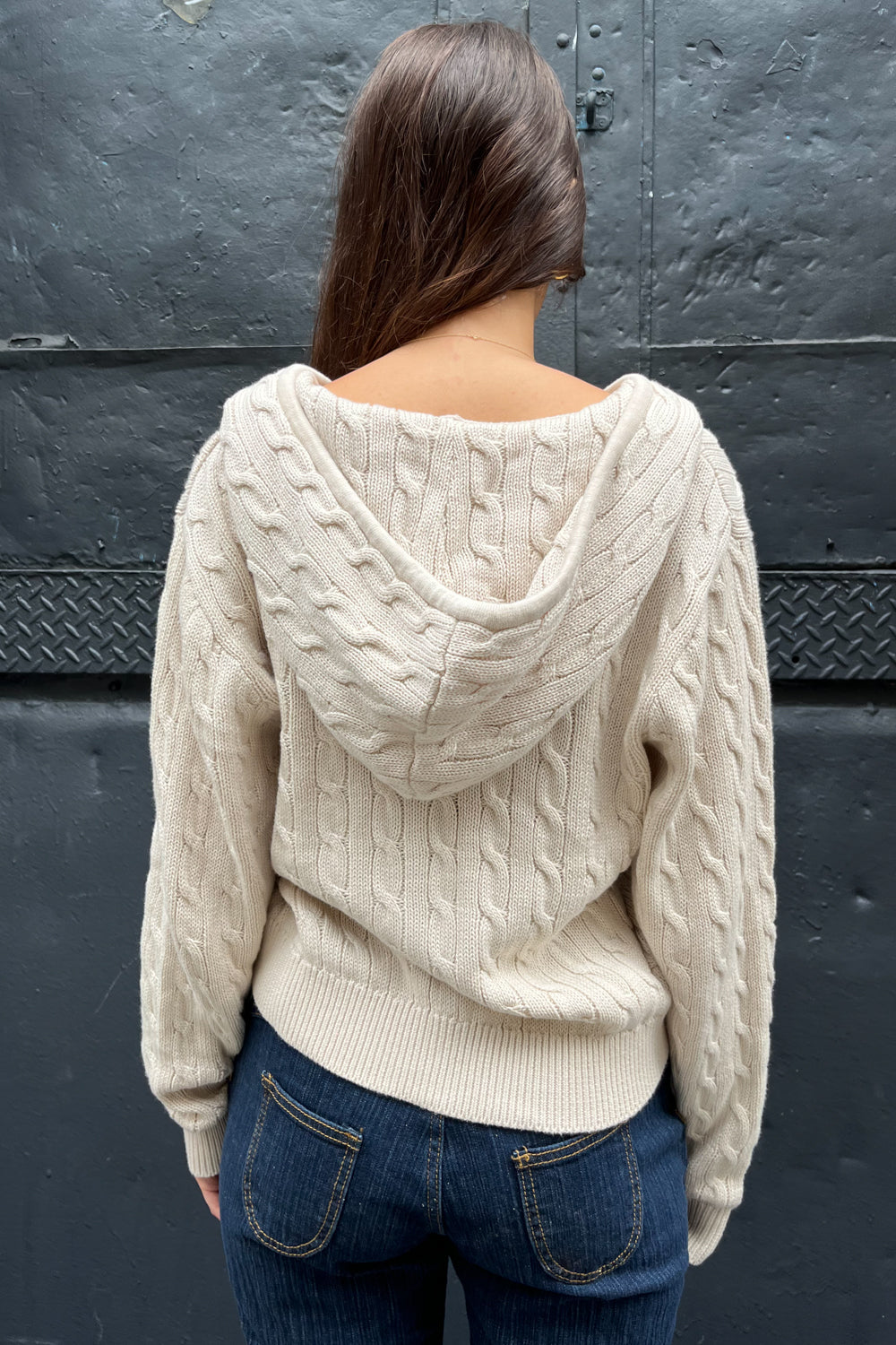 Brandy Melville, Sweaters, Brandy Melville Ayla Cable Knit Zipup Sweater  Os