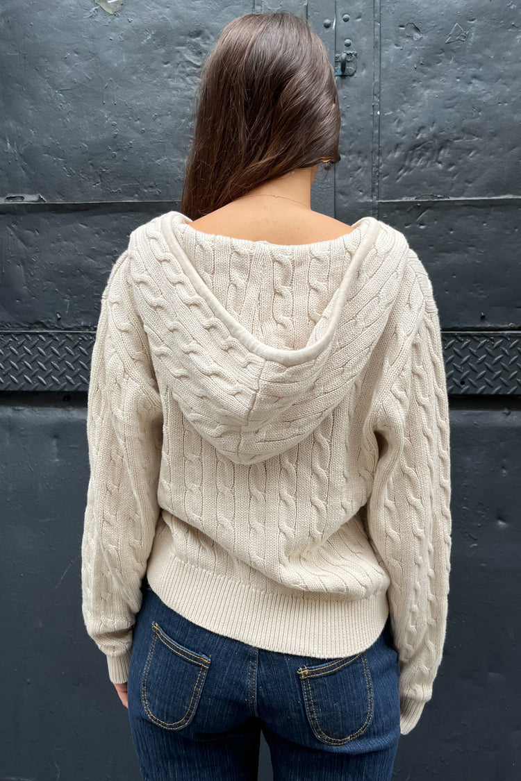 Ayla Cable Knit ZipUp Sweater Brandy Melville