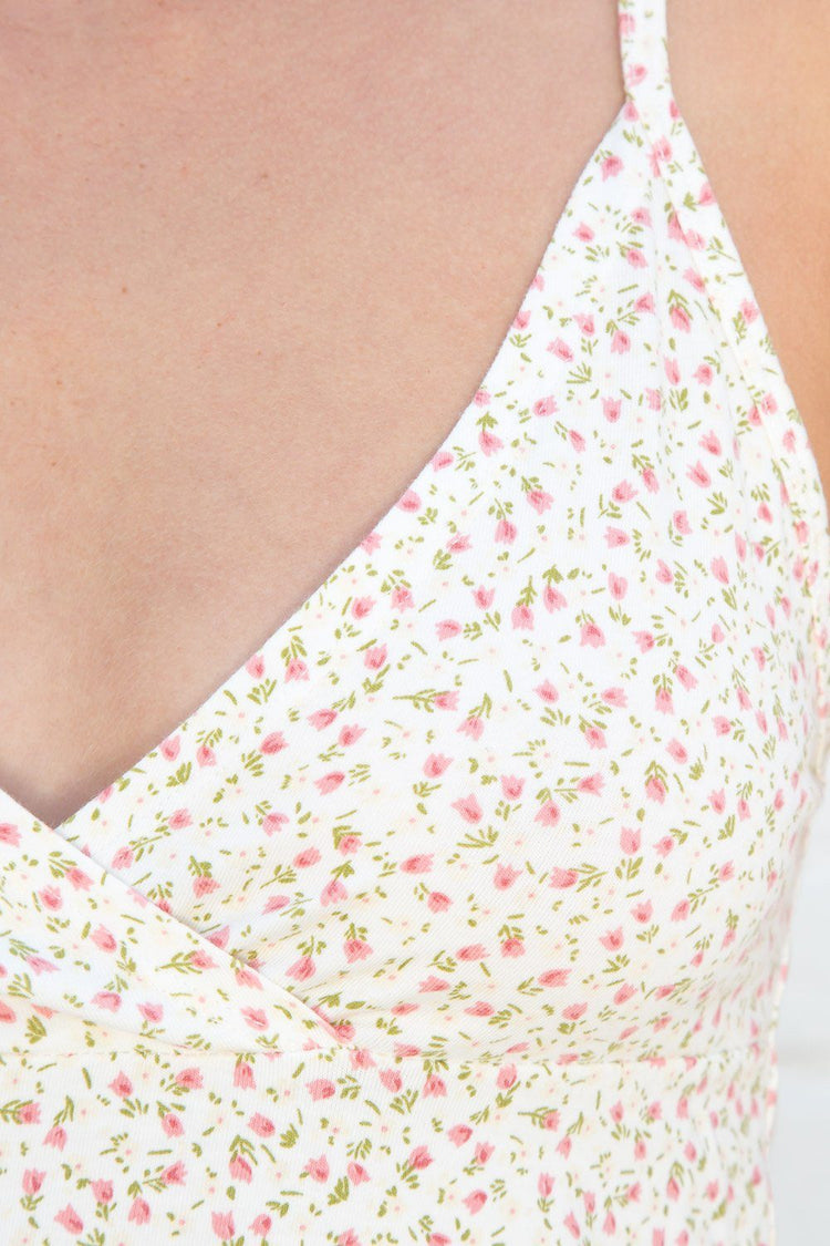 White with Pink Green Yellow Floral