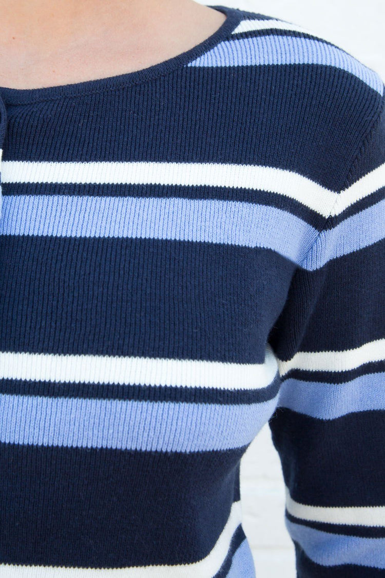 Athelia Knit Stripes Top | Navy White Light Blue / XS/S