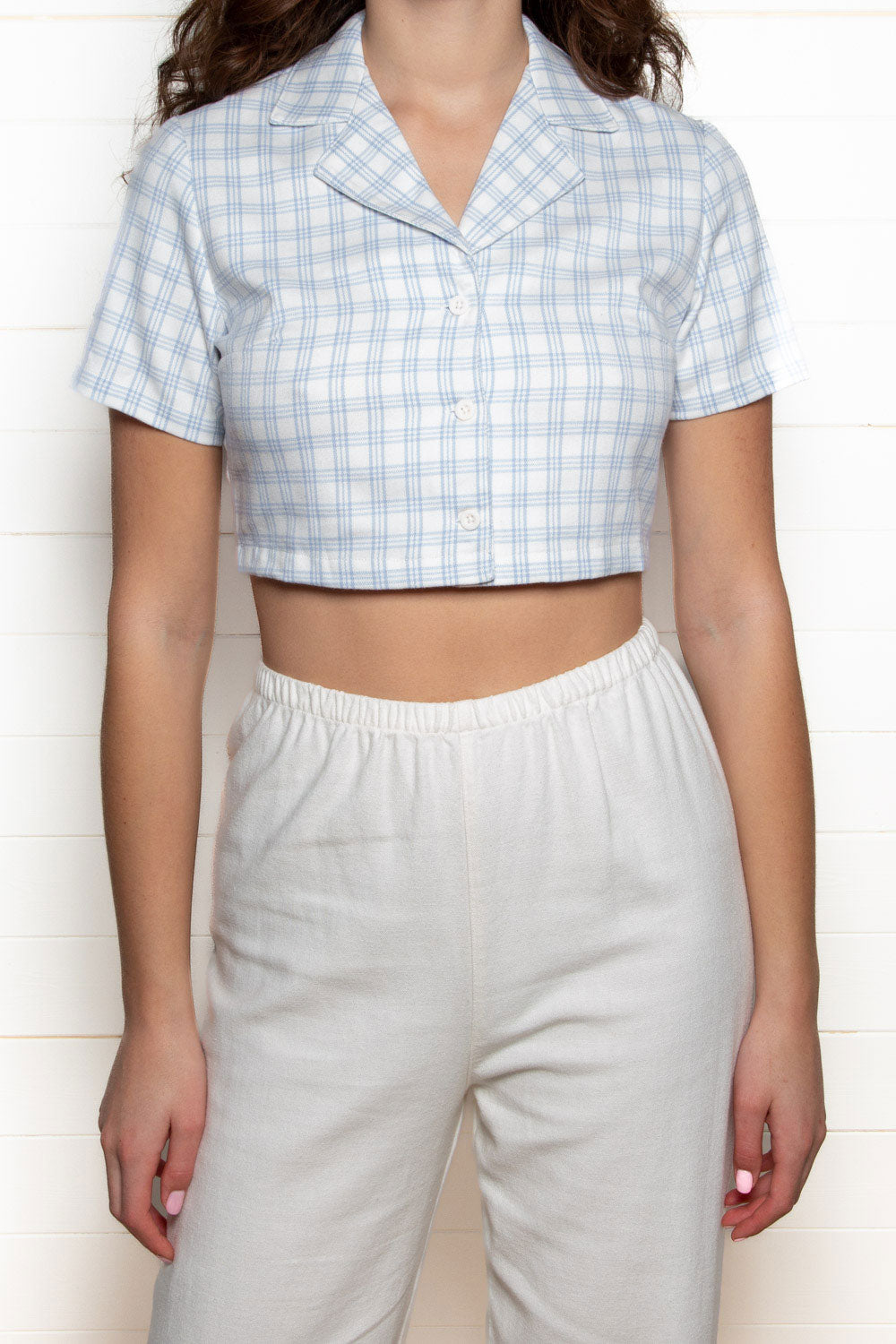 White And Light Blue Plaid / S