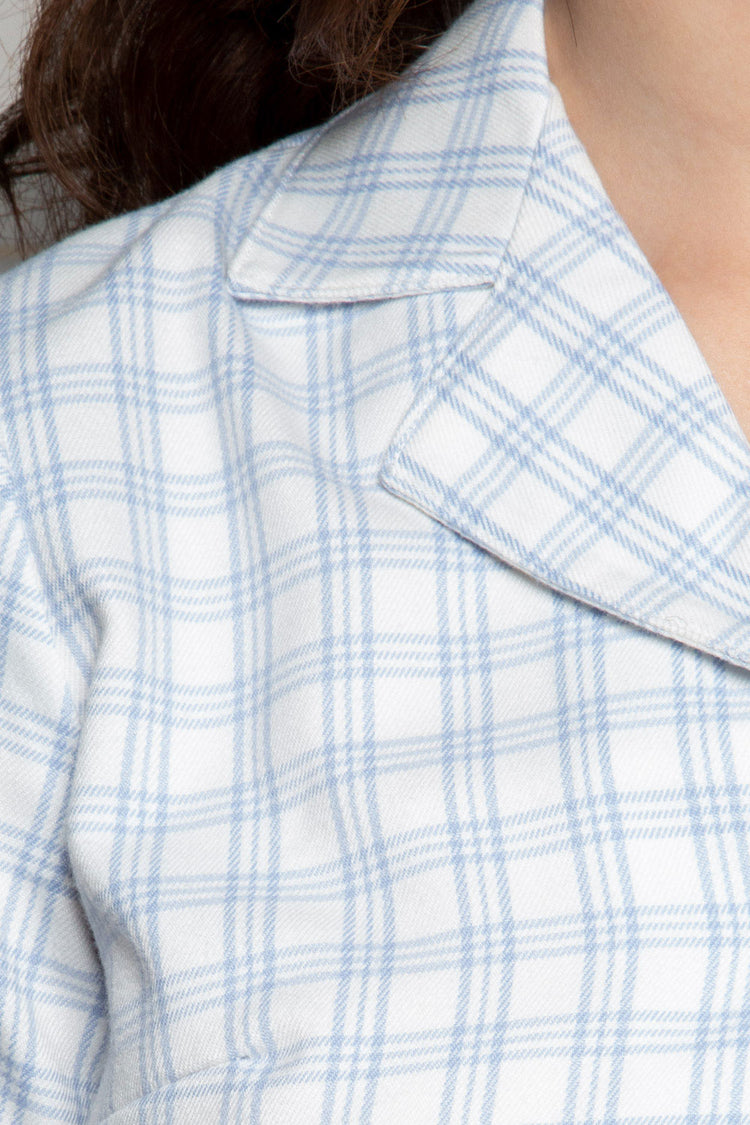 Vivian Top | White And Light Blue Plaid / S