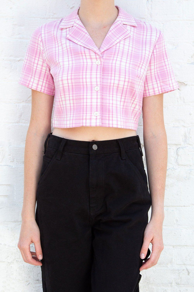 Vivian Top | Pink And White Plaid / S