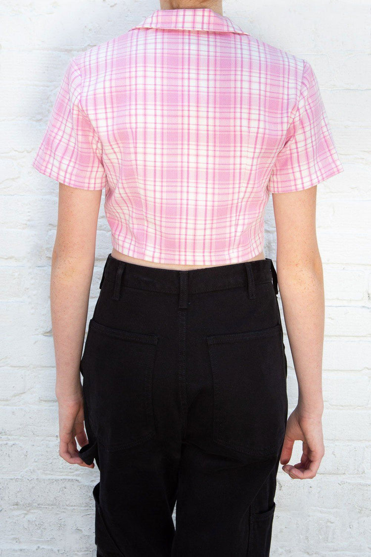 Vivian Top | Pink And White Plaid / S