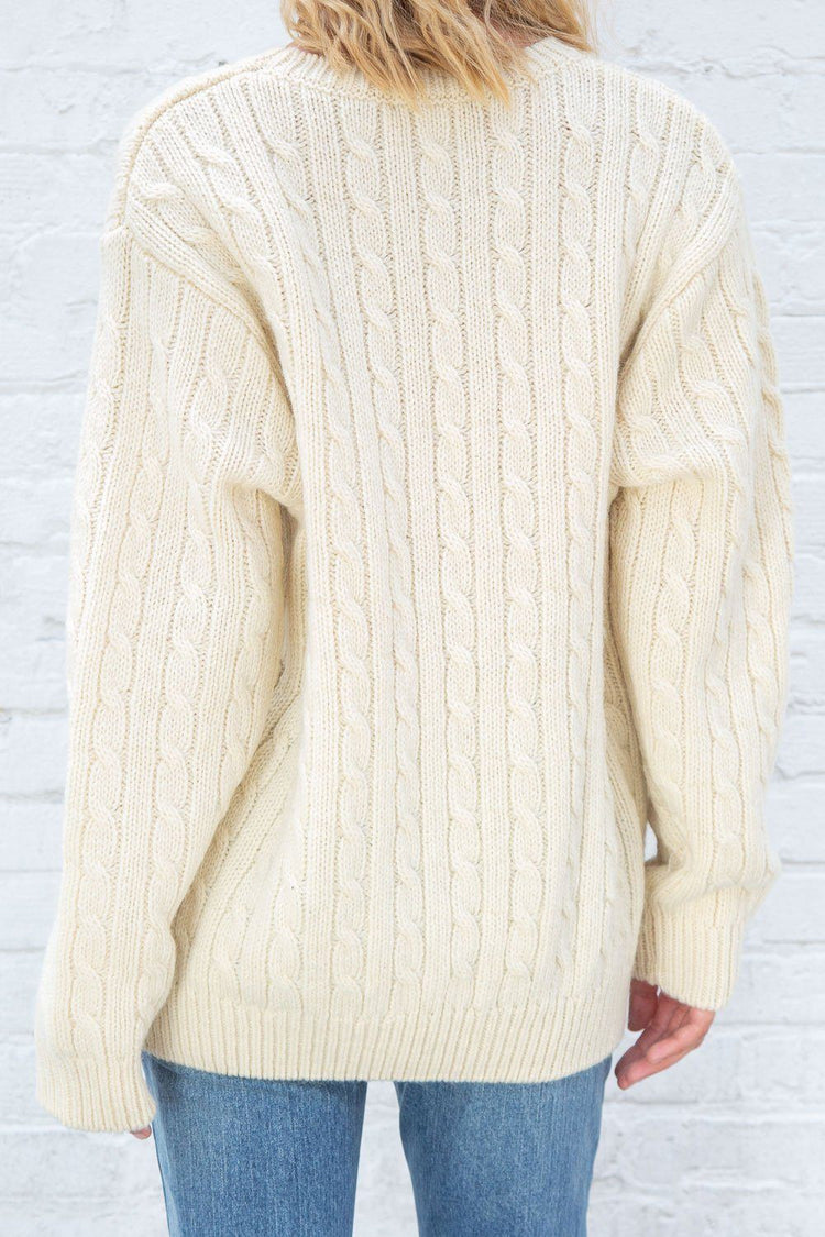 Winona Heavy Wool Cable Knit Sweater | Ivory (Do Not Enable) OK / Oversized Fit