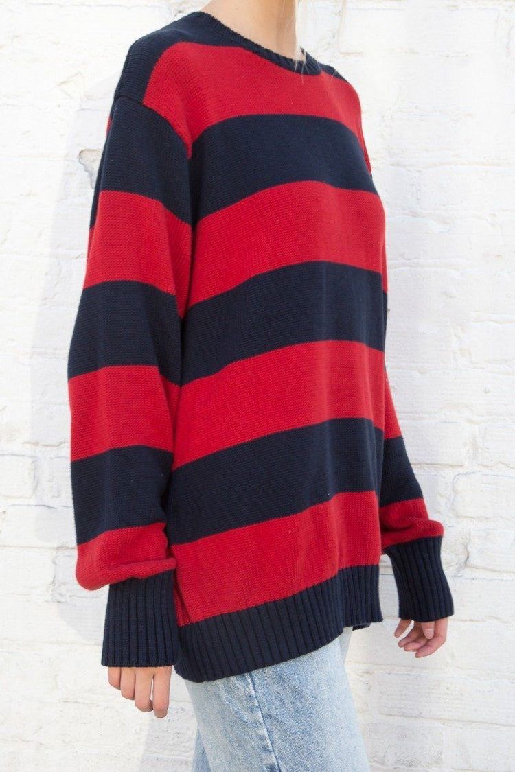 Brandy Melville red cropped sweater Black And White Trim On Neck And Sleeve
