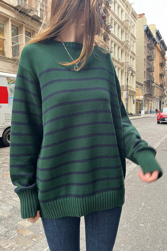 Green and Navy Thin Stripes / Oversized Fit