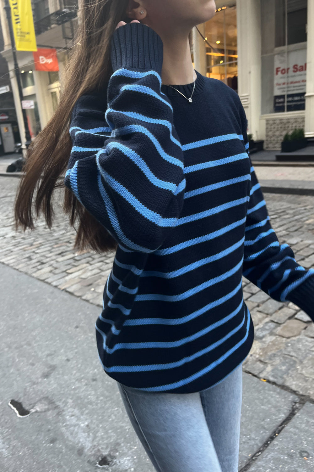 Brianna Cotton Thin Stripe Sweater | 