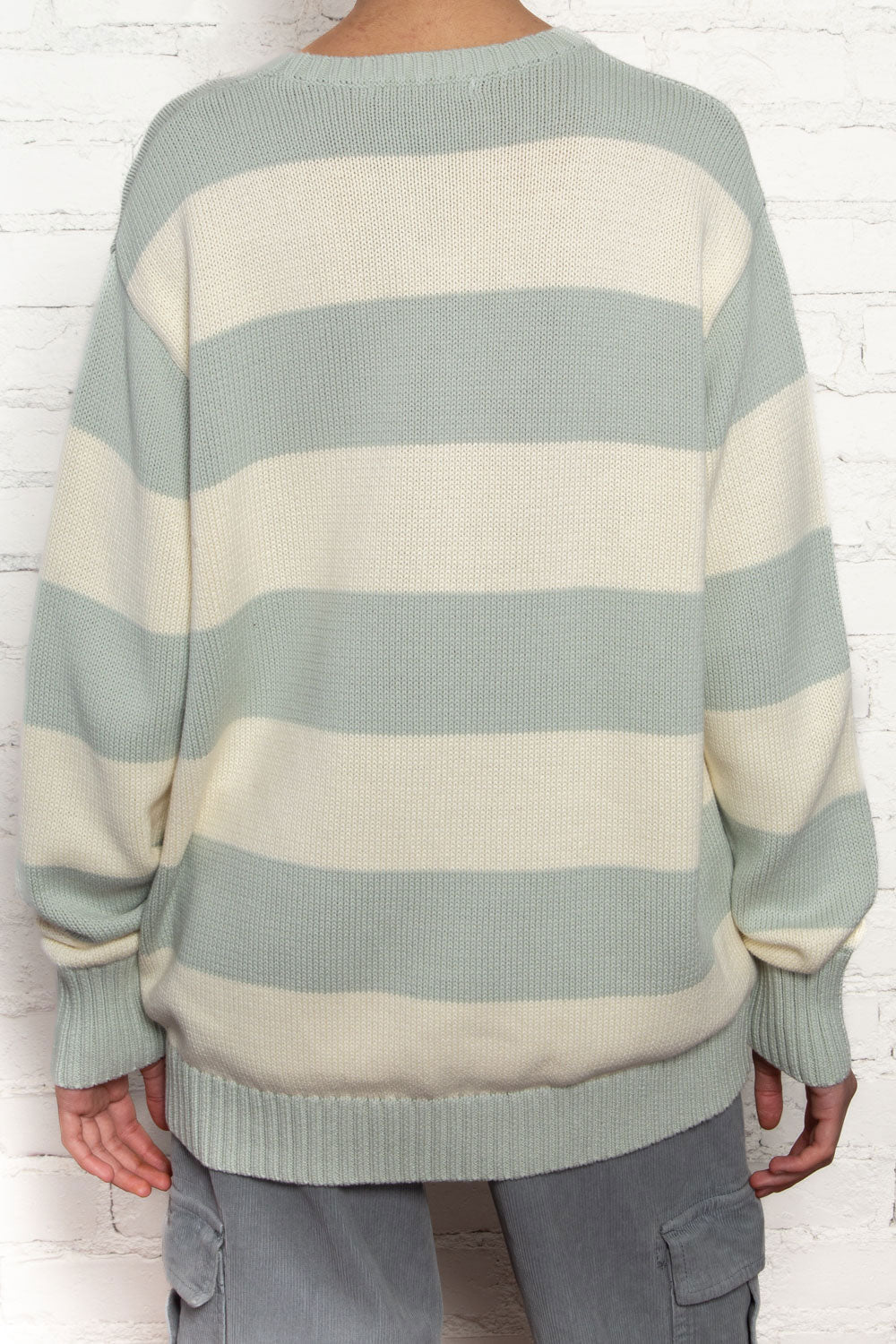Ivory and Sage Stripes / Oversized Fit