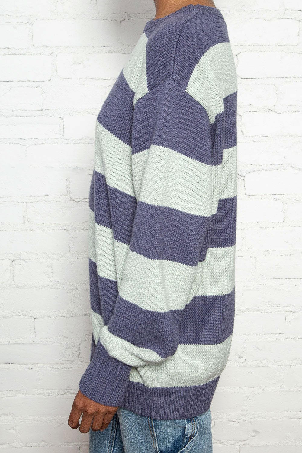 Lime Faded Blue Stripes / Oversized Fit