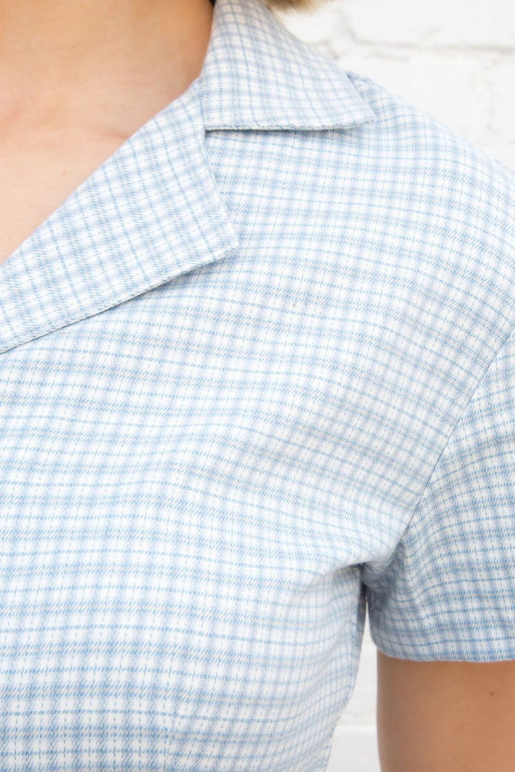 Gianna Plaid Dress | Baby Blue and White Plaid / S